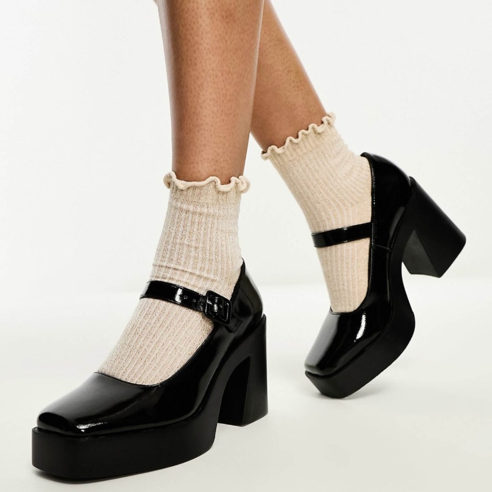 ASOS Design Pound Platform Mary Jane Block Heels